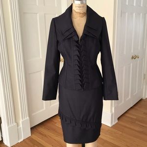 Kenzel 2pc L/S Loop Trim Tucked Collar Suit